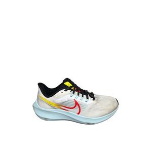 Nike White/Light Blue Running Shoe with Red and Yellow Swoosh size 7.5